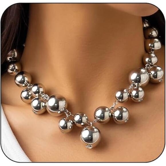 Chunky Gold Pearl Choker Necklace | Statement Jewelry - Picture 6 of 6